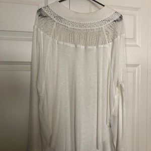 Free people mock neck with lace